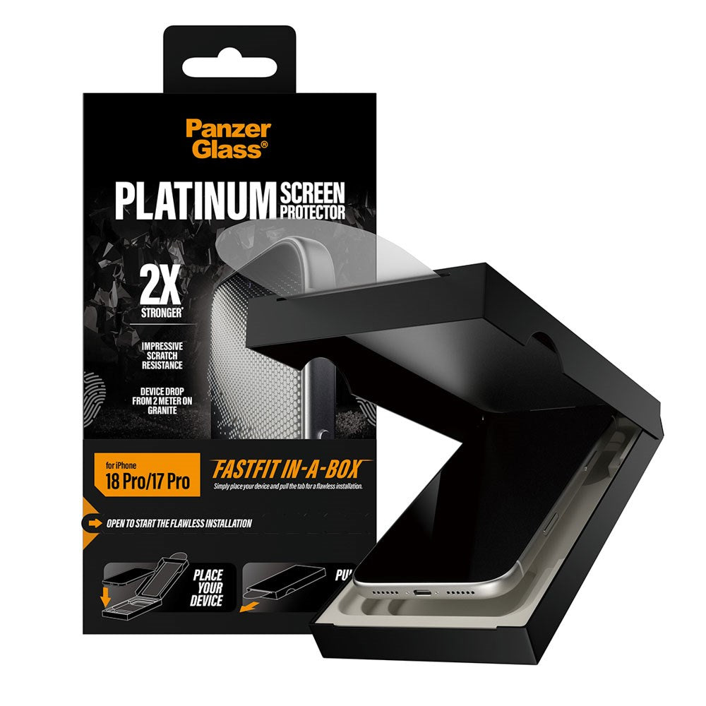 iPhone 18 Pro / 17 Pro PanzerGlass Ballistic Skærmbeskyttelse m. FastFit-In-A-Box - Gennemsigtig