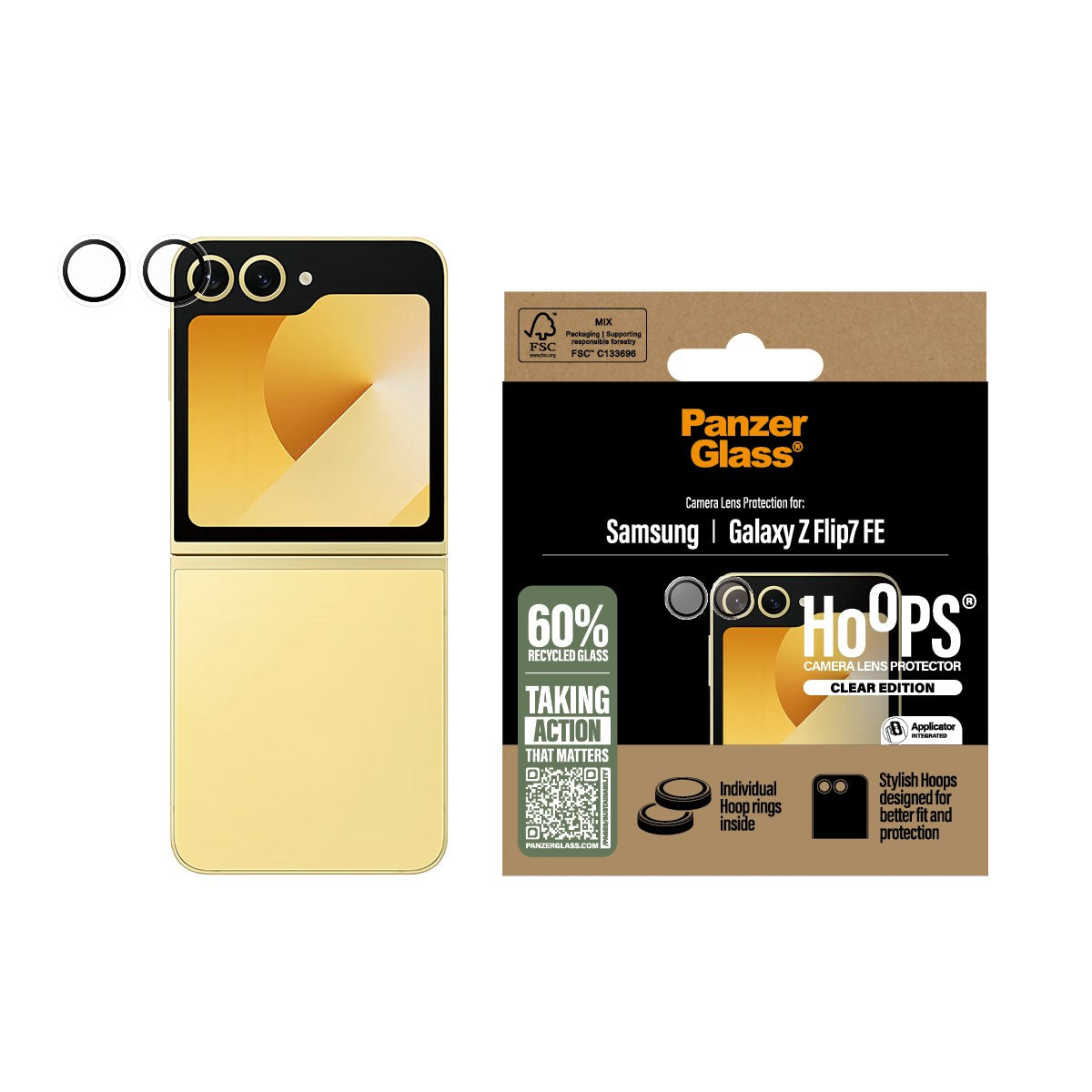 Samsung Galaxy Z Flip7 FE PanzerGlass Hoops Kameralinsebeskyttelse - Gennemsigtig