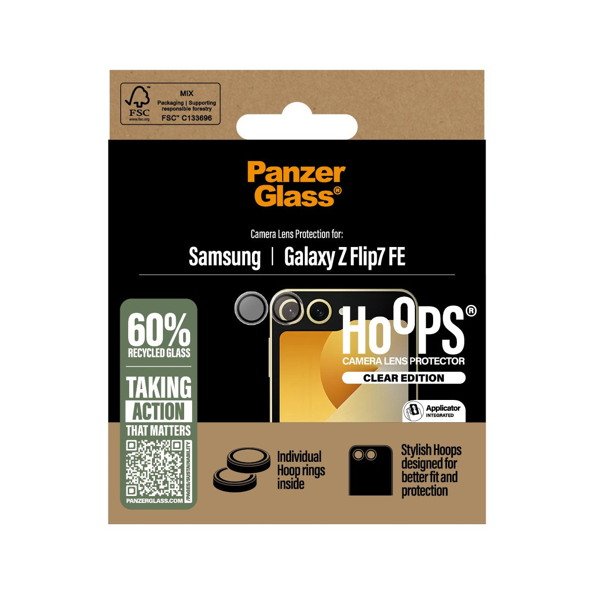 Samsung Galaxy Z Flip7 FE PanzerGlass Hoops Kameralinsebeskyttelse - Gennemsigtig