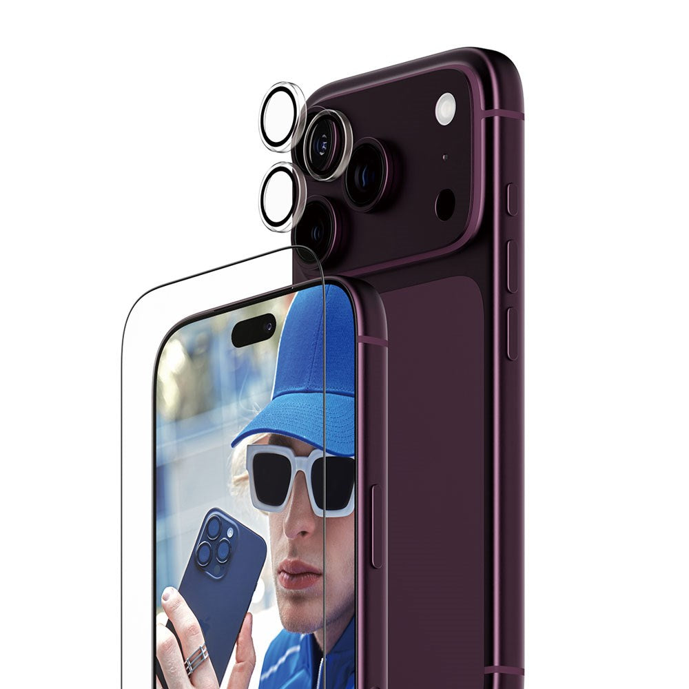 iPhone 18 Pro PanzerGlass Essentials 2-in-1 Bundle m. EasyAligner / Skærmbeskyttelse (UWF) / Hoops Kamerabeskyttelse - Gennemsigtig