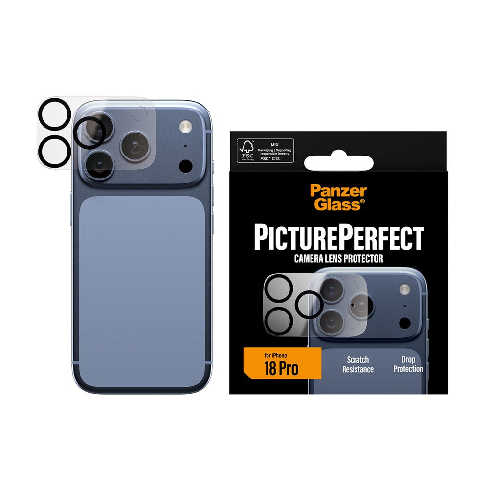 iPhone 18 Pro PanzerGlass PicturePerfect Kameralinsebeskyttelse - Gennemsigtig / Sort