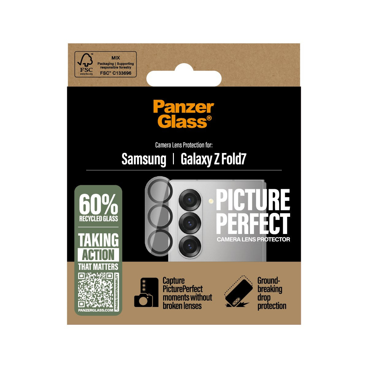 PanzerGlass Samsung Galaxy Z Fold7 PicturePerfect Kameralinsebeskytter - Gennemsigtig / Sort