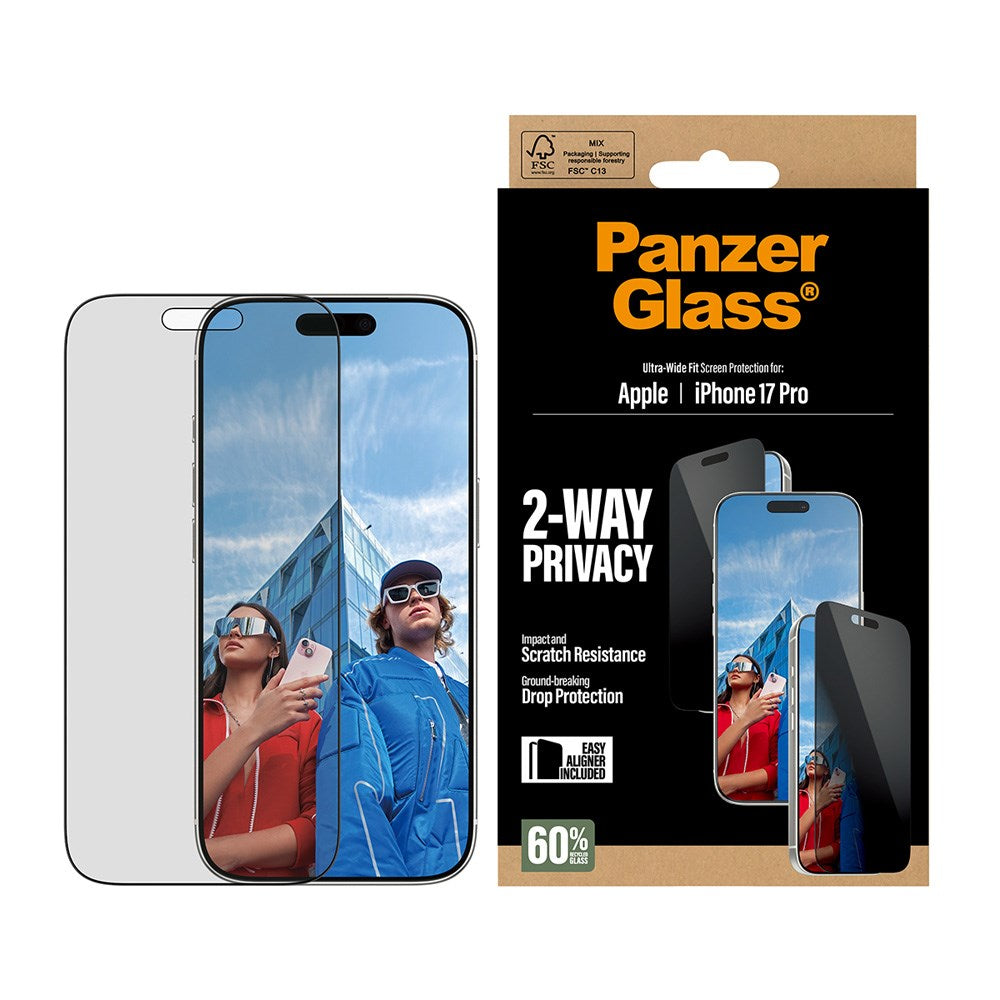 PanzerGlass iPhone 17 Pro 2-Way Privacy Skærmbeskyttelse - Ultra-Wide Fit - Gennemsigtig - (DEMO)