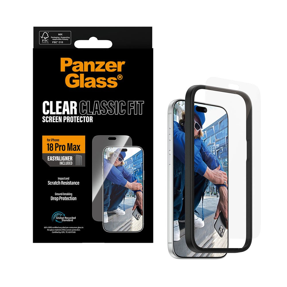 iPhone 18 Pro Max PanzerGlass Skærmbeskyttelse Classic Fit m. EasyAligner - Gennemsigtig