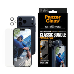 PanzerGlass iPhone 17 Pro Max 2-in-1 Classic Bundle - Skærmbeskyttelse + Kameralinsebeskyttelse - Gennemsigtig