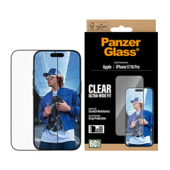 PanzerGlass iPhone 17 / 16 Pro Skærmbeskyttelsesglas m. EasyAligner - Ultra Wide Fit - Gennemsigtig