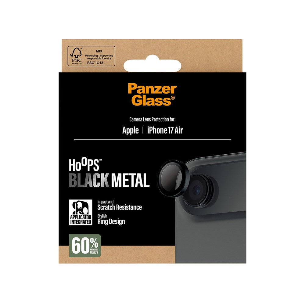 PanzerGlass iPhone Air Hoops Kameralinsebeskyttelse m. Installationsramme - Sort