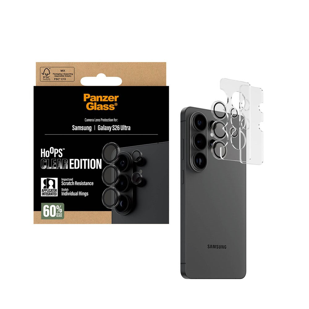 Samsung Galaxy S26 Ultra PanzerGlass Hoops - Kamerabeskyttelse - Gennemsigtig