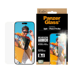 PanzerGlass iPhone 17 Pro Max Ultra Wide Fit Skærmbeskyttelse m. EasyAligner - Anti-Reflective - Gennemsigtig