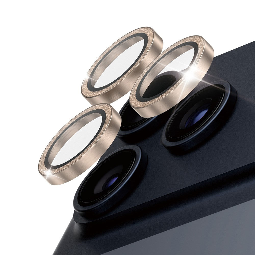 PanzerGlass iPhone 17 Pro / 17 Pro Max / 16 Pro / 16 Pro Max Hoops Kameralinsebeskyttelse m. Installationsramme - Glitter Guld