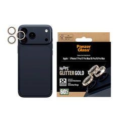 PanzerGlass iPhone 17 Pro / 17 Pro Max / 16 Pro / 16 Pro Max Hoops Kameralinsebeskyttelse m. Installationsramme - Glitter Guld