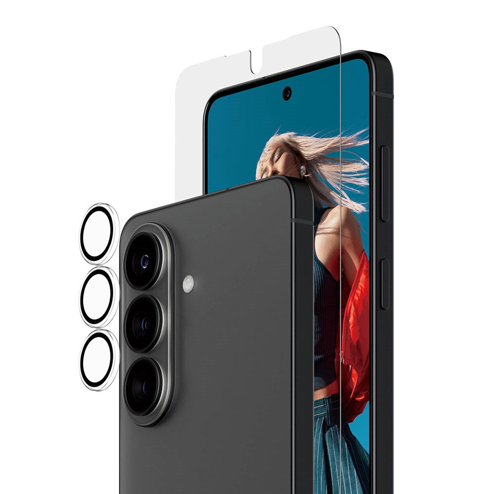 Samsung Galaxy S26 PanzerGlass Hoops 2-in-1 Bundle m. EasyAligner / Skærmbeskyttelse (UWF) / Hoops Kamerabeskyttelse - Gennemsigtig