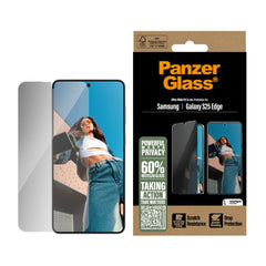 Samsung Galaxy S25 Edge PanzerGlass Ultra Wide Fit Skærmbeskyttelse m. EasyAligner - Privacy - Gennemsigtig