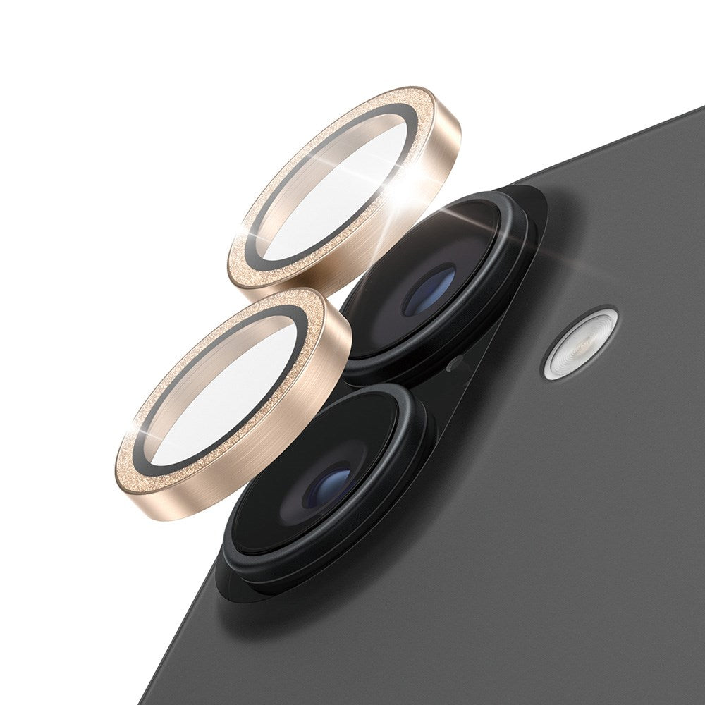 PanzerGlass iPhone 17 / 16 / 16 Plus Hoops Kameralinsebeskyttelse m. Installationsramme - Glitter Guld