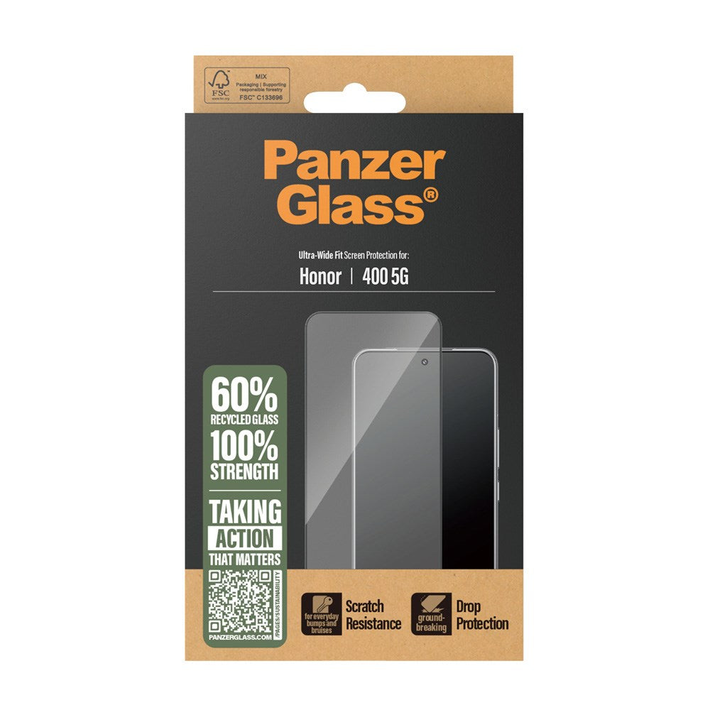 PanzerGlass Honor 400 Ultra-Wide Fit Skærmbeskyttelsesglas - Gennemsigtig / Sort Kant