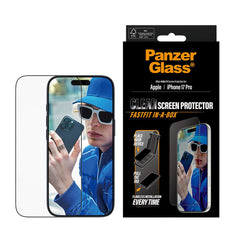 PanzerGlass iPhone 17 Pro Skærmbeskyttelsesglas m. FastFit In-A-Box - Ultra Wide Fit - Gennemsigtig