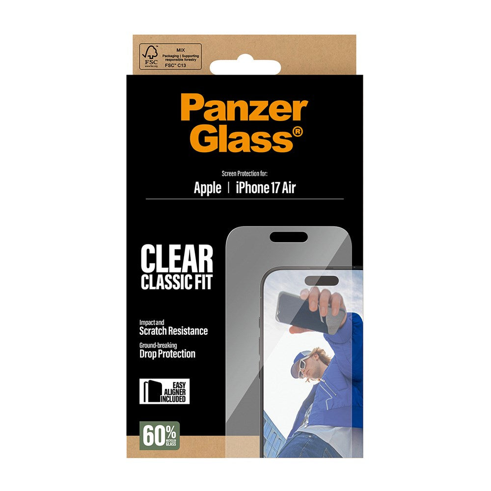 PanzerGlass iPhone Air Skærmbeskyttelsesglas m. EasyAligner - Classic Fit - Gennemsigtig