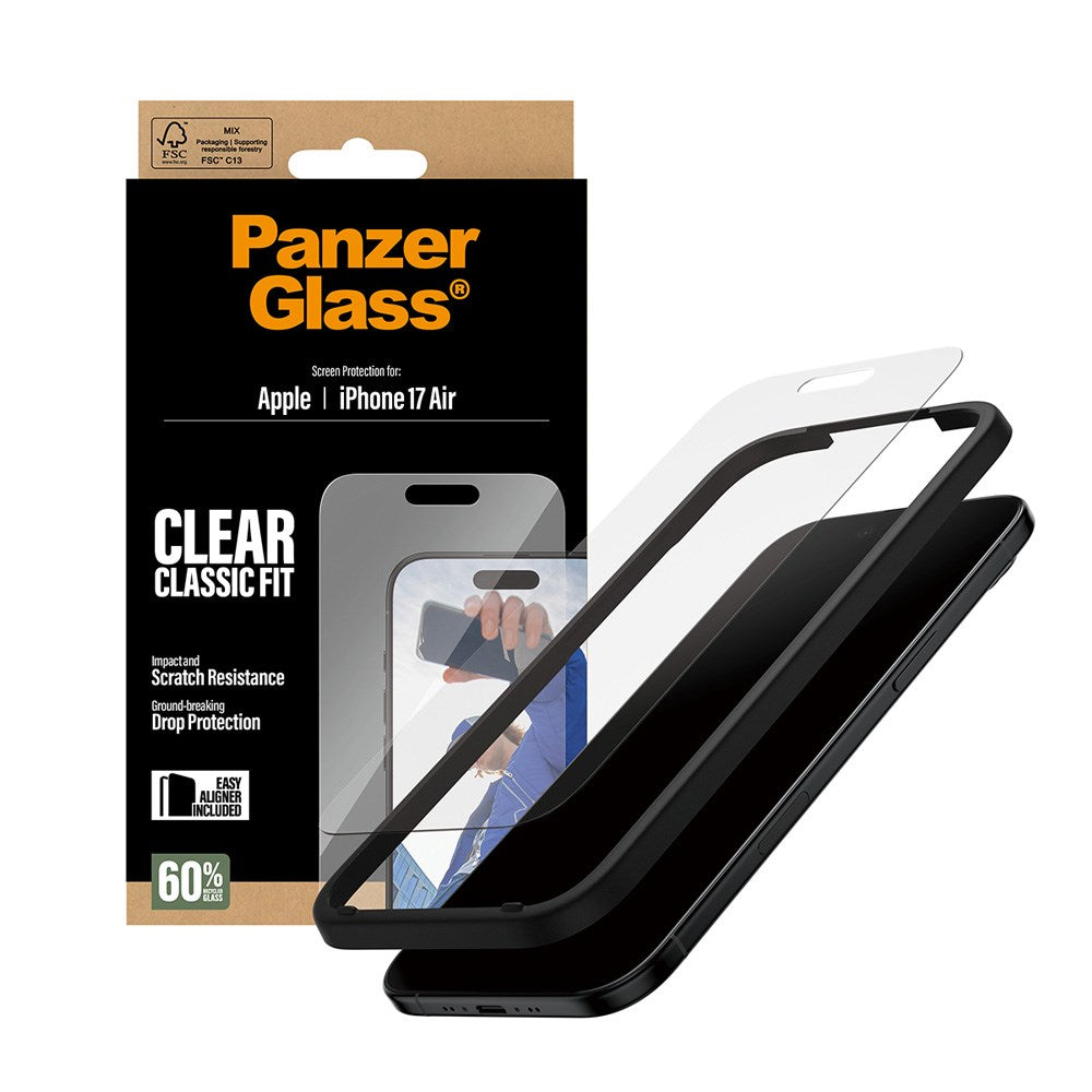 PanzerGlass iPhone Air Skærmbeskyttelsesglas m. EasyAligner - Classic Fit - Gennemsigtig