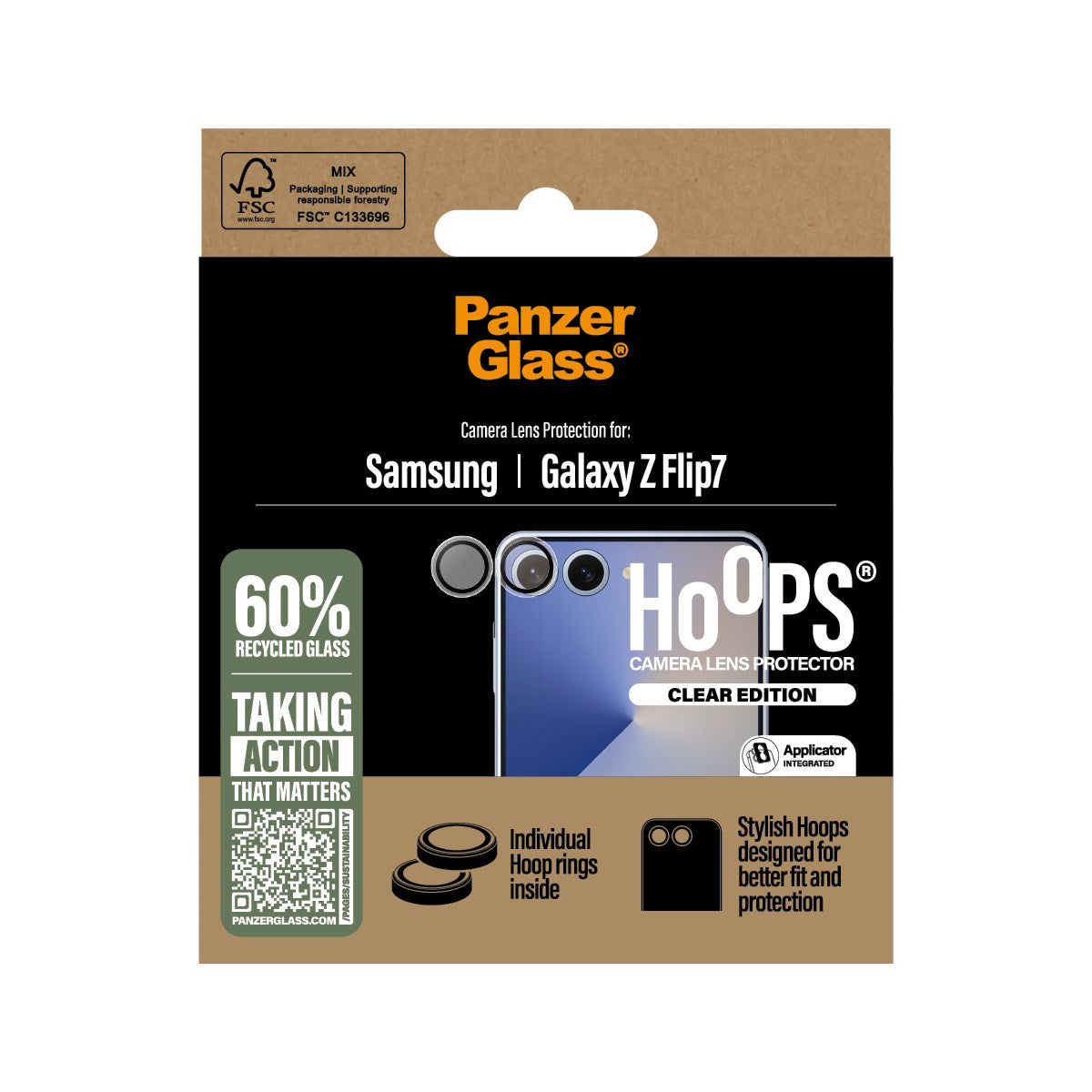 Samsung Galaxy Z Flip7 PanzerGlass Hoops Kameralinsebeskyttelse - Gennemsigtig