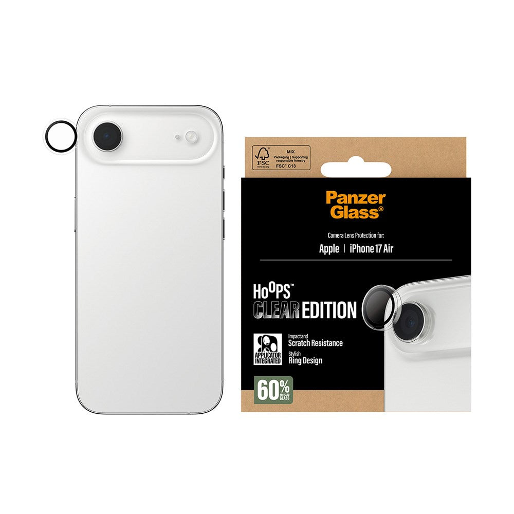PanzerGlass iPhone Air Hoops Kameralinsebeskyttelse m. Installationsramme - Gennemsigtig