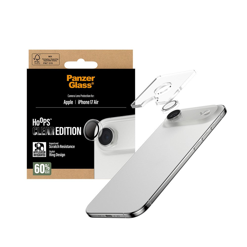 PanzerGlass iPhone Air Hoops Kameralinsebeskyttelse m. Installationsramme - Gennemsigtig