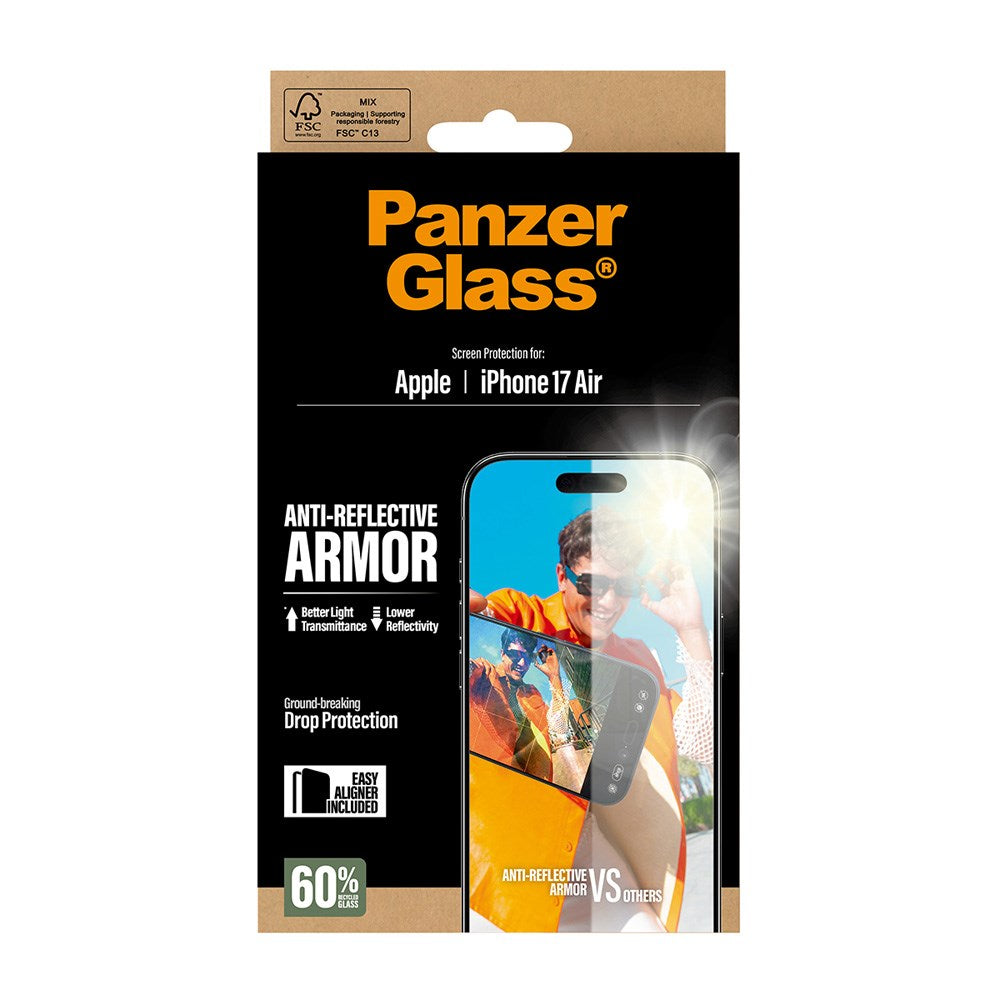 PanzerGlass iPhone Air Ultra Wide Fit Skærmbeskyttelse m. EasyAligner - Anti-Reflective - Gennemsigtig