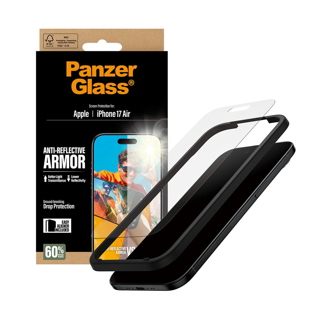 PanzerGlass iPhone Air Ultra Wide Fit Skærmbeskyttelse m. EasyAligner - Anti-Reflective - Gennemsigtig