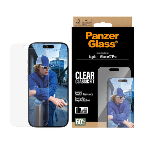 PanzerGlass iPhone 17 Pro Skærmbeskyttelsesglas m. EasyAligner - Classic Fit - Gennemsigtig