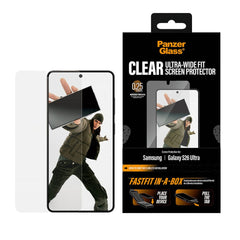 Samsung Galaxy S26 Ultra PanzerGlass Skærmbeskyttelsesglas m. FastFit In-A-Box - Ultra Wide Fit - Gennemsigtig
