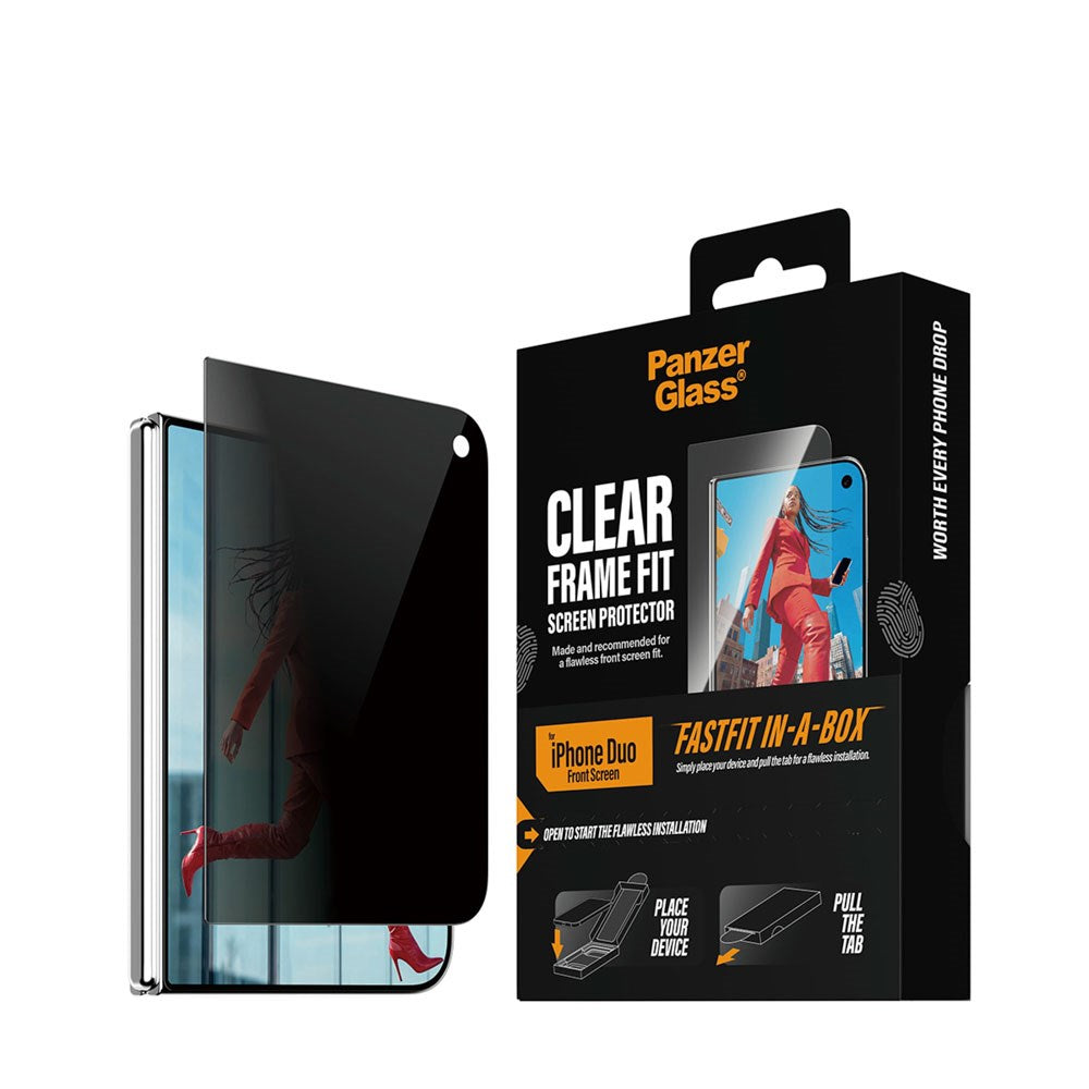 iPhone Duo PanzerGlass Ultra Wide Fit Skærmbeskyttelsesglas m. FastFit In-A-Box - Privacy - Gennemsigtig
