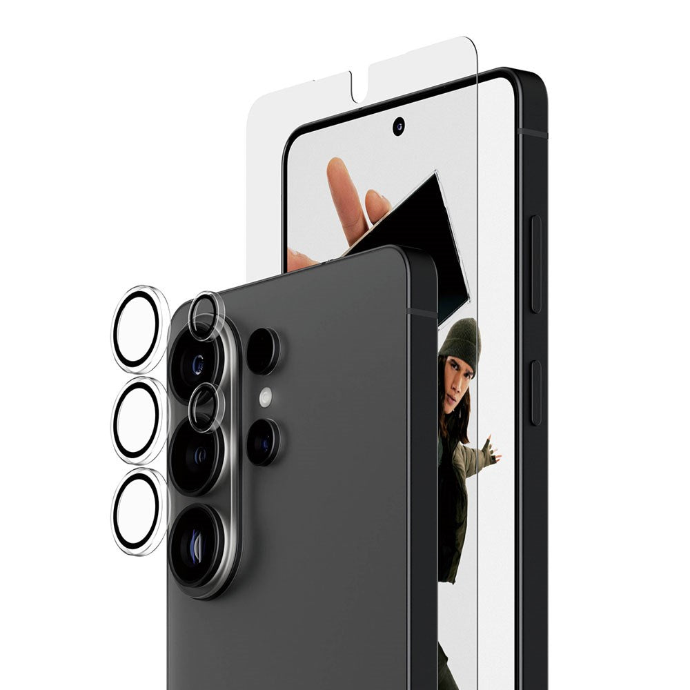 Samsung Galaxy S26 Ultra PanzerGlass Hoops 2-in-1 Bundle m. EasyAligner / Skærmbeskyttelse (UWF) / Hoops Kamerabeskyttelse - Gennemsigtig