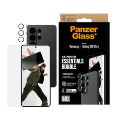 Samsung Galaxy S26 Ultra PanzerGlass Hoops 2-in-1 Bundle m. EasyAligner / Skærmbeskyttelse (UWF) / Hoops Kamerabeskyttelse - Gennemsigtig