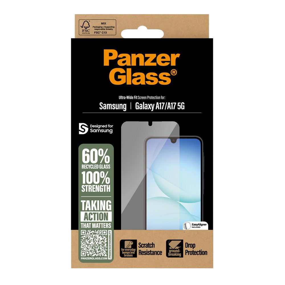 PanzerGlass® Skærmbeskytter Samsung Galaxy A17 (5G) Ultra-Wide Fit m. EasyAligner - Gennemsigtig