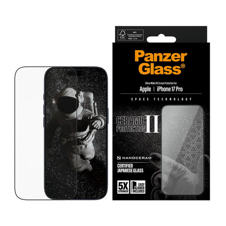 PanzerGlass iPhone 17 Pro Ceramic Skærmbeskyttelse m. EasyAligner - Ultra Wide Fit - Gennemsigtig
