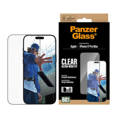 PanzerGlass iPhone 17 Pro Max Skærmbeskyttelsesglas m. EasyAligner - Ultra Wide Fit - Gennemsigtig