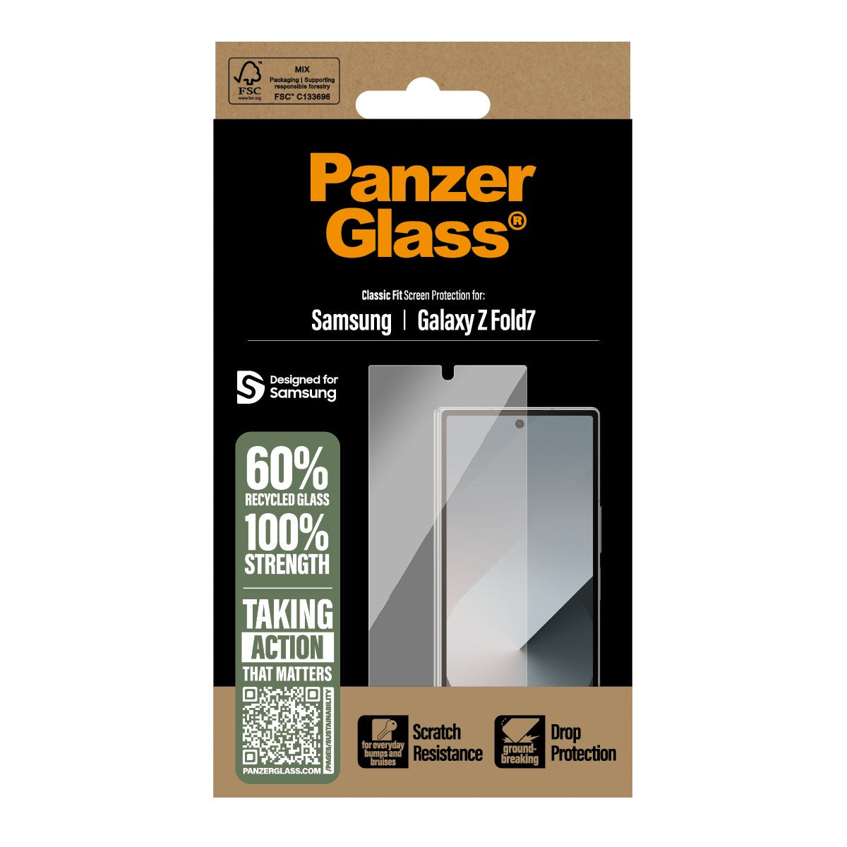 PanzerGlass Samsung Galaxy Z Fold7 Ultra-Wide Fit Skærmbeskyttelsesglas - Gennemsigtig