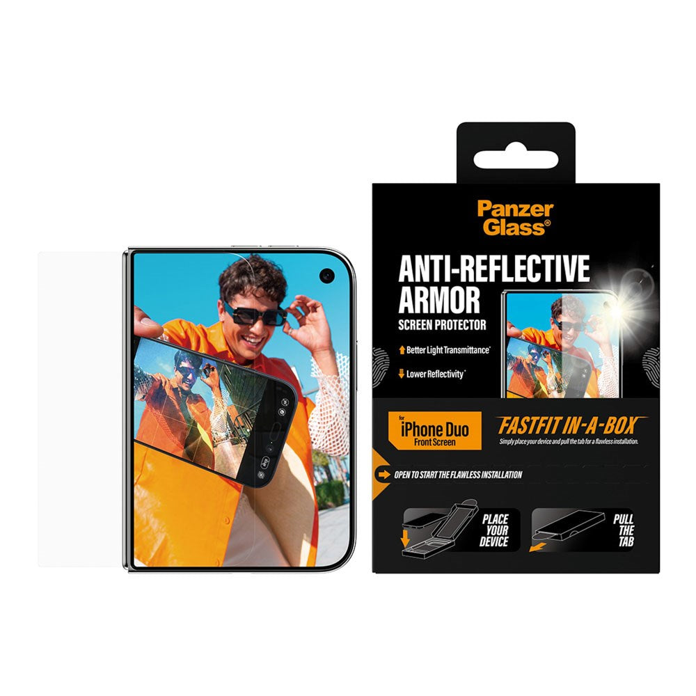iPhone Duo PanzerGlass Skærmbeskyttelse m. FastFit In-A-Box - Anti-Reflekterende - Gennemsigtig