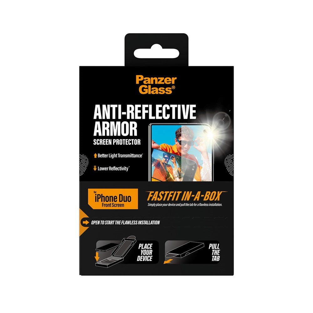 iPhone Duo PanzerGlass Skærmbeskyttelse m. FastFit In-A-Box - Anti-Reflekterende - Gennemsigtig
