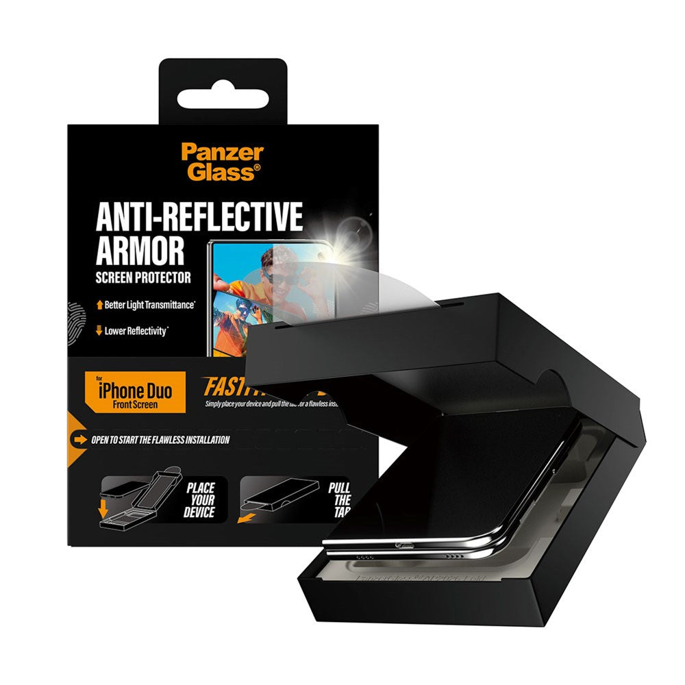 iPhone Duo PanzerGlass Skærmbeskyttelse m. FastFit In-A-Box - Anti-Reflekterende - Gennemsigtig