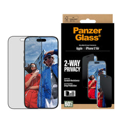 PanzerGlass iPhone Air 2-Way Privacy Skærmbeskyttelse - Ultra-Wide Fit - Gennemsigtig