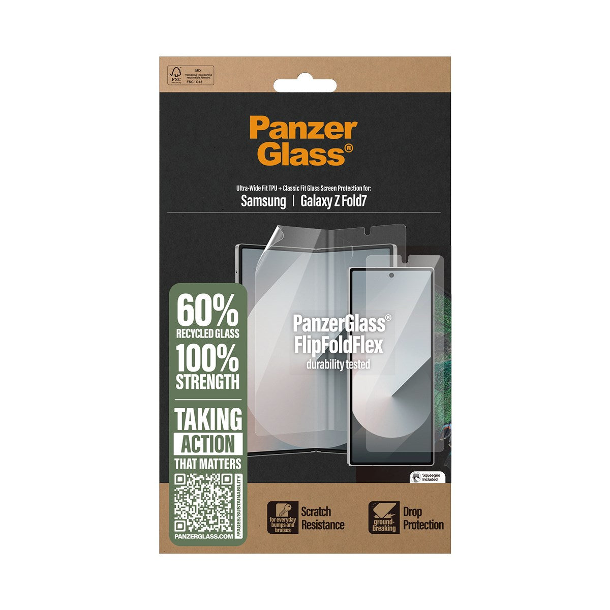 Samsung Galaxy Z Fold7 PanzerGlass FlipFoldFlex Ultra Wide Fit Film & Classic Fit Glas - Gennemsigtig