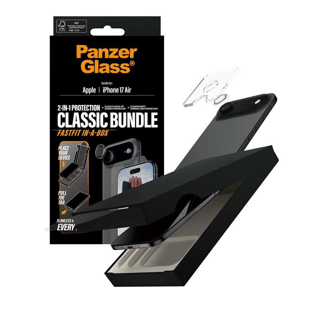 PanzerGlass iPhone Air 2-in-1 Classic Bundle - Skærmbeskyttelse + Kameralinsebeskyttelse - Gennemsigtig