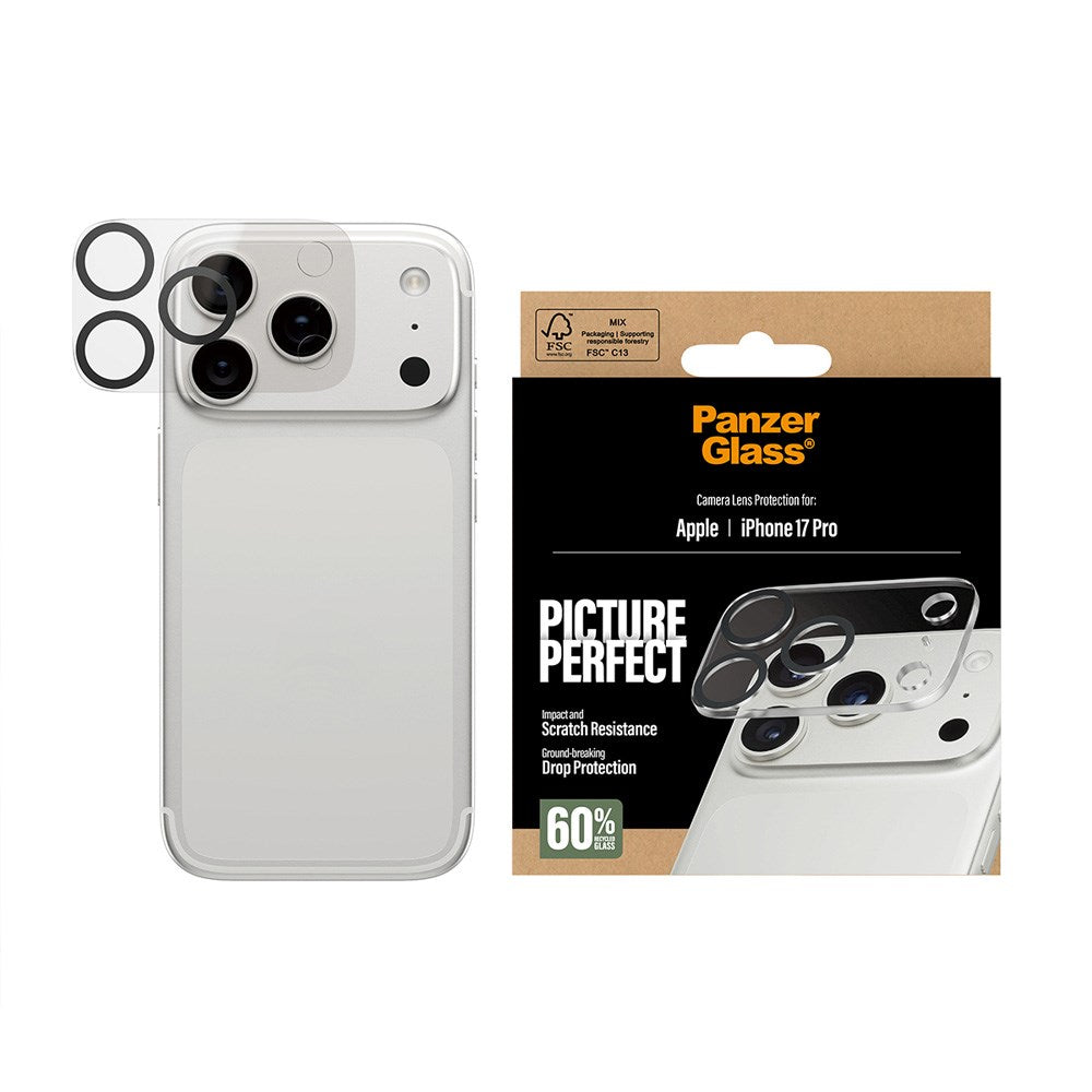 PanzerGlass iPhone 17 Pro PicturePerfect Kameralinsebeskyttelse - Gennemsigtig / Sort - (DEMO)