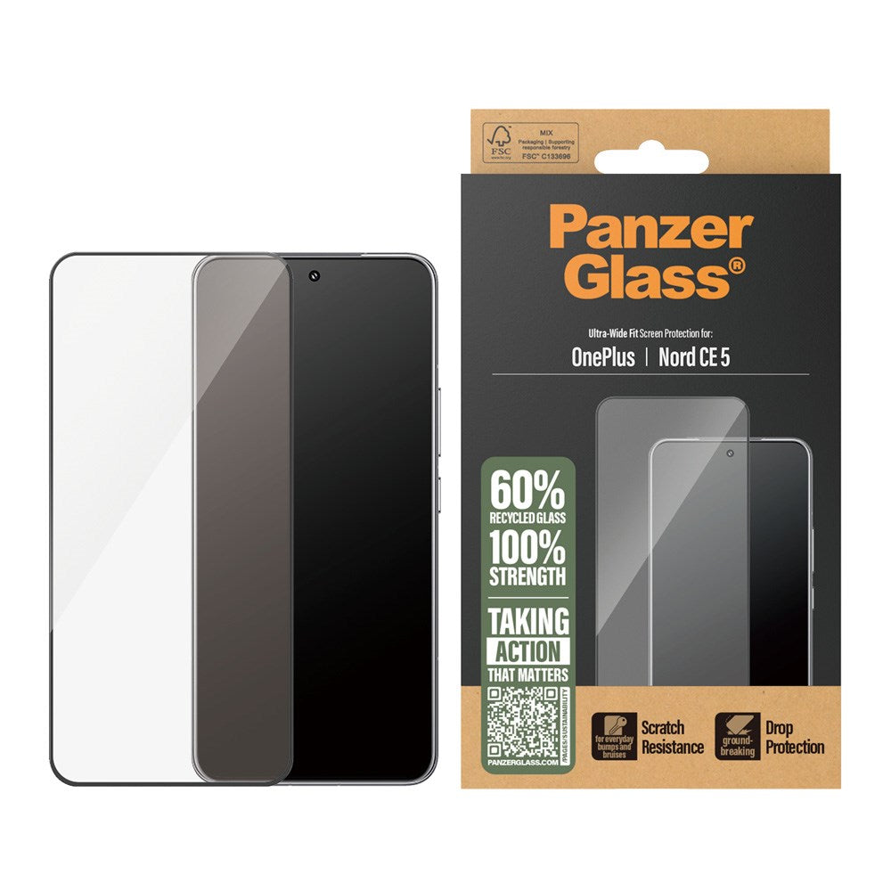 PanzerGlass OnePlus Nord CE5 Skærmbeskyttelsesglas - Ultra Wide Fit - Gennemsigtig