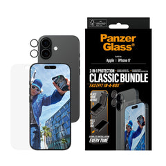 PanzerGlass iPhone 17 2-in-1 Classic Bundle - Skærmbeskyttelse + Kameralinsebeskyttelse - Gennemsigtig