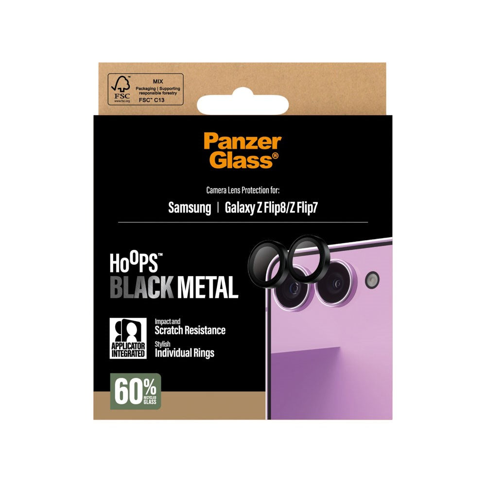 Samsung Galaxy Z Flip8 / Z Flip7 PanzerGlass Hoops Kameralinsebeskyttelse - Sort