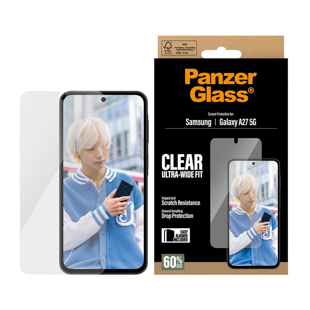 Samsung Galaxy A27 PanzerGlass Skærmbeskyttelsesglas - Ultra Wide Fit m. EasyAligner - Gennemsigtig