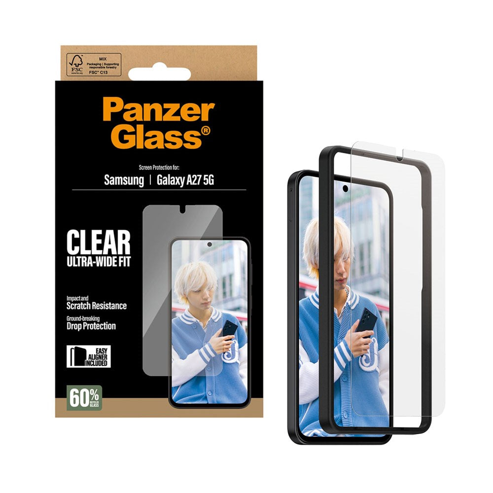 Samsung Galaxy A27 PanzerGlass Skærmbeskyttelsesglas - Ultra Wide Fit m. EasyAligner - Gennemsigtig