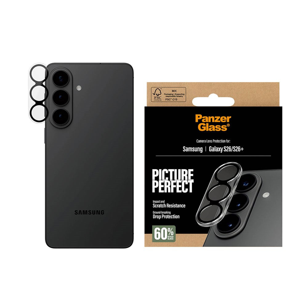 Samsung Galaxy S26 / S26+ (Plus) PanzerGlass PicturePerfect Kameralinsebeskyttelse - Gennemsigtig / Sort