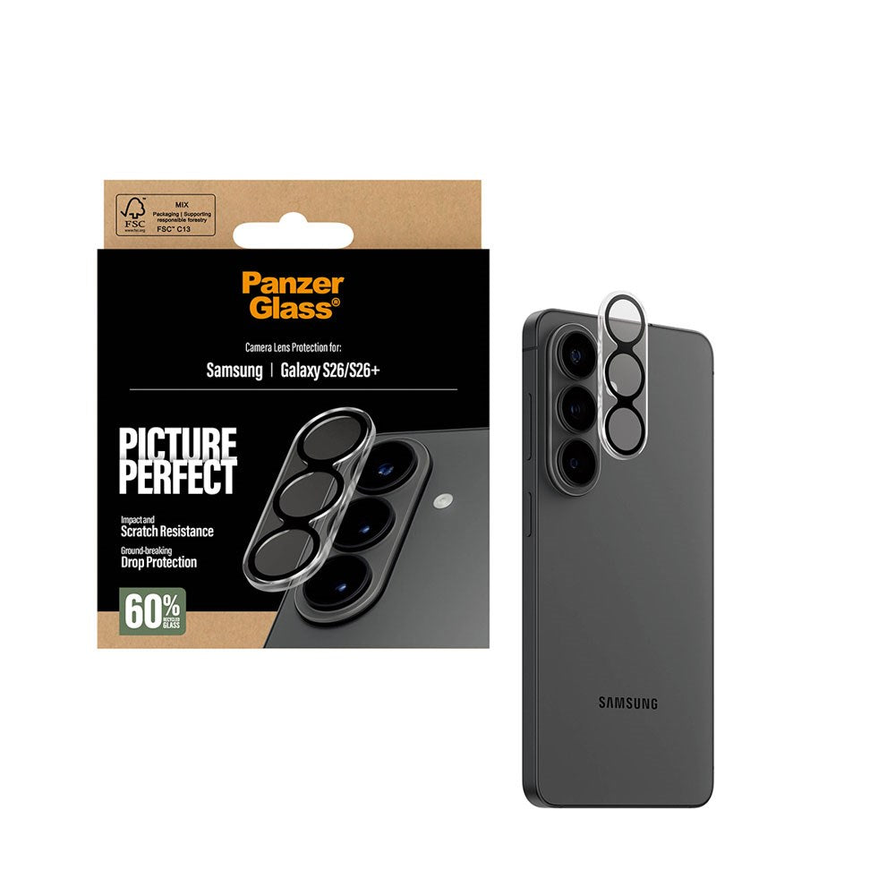 Samsung Galaxy S26 / S26+ (Plus) PanzerGlass PicturePerfect Kameralinsebeskyttelse - Gennemsigtig / Sort